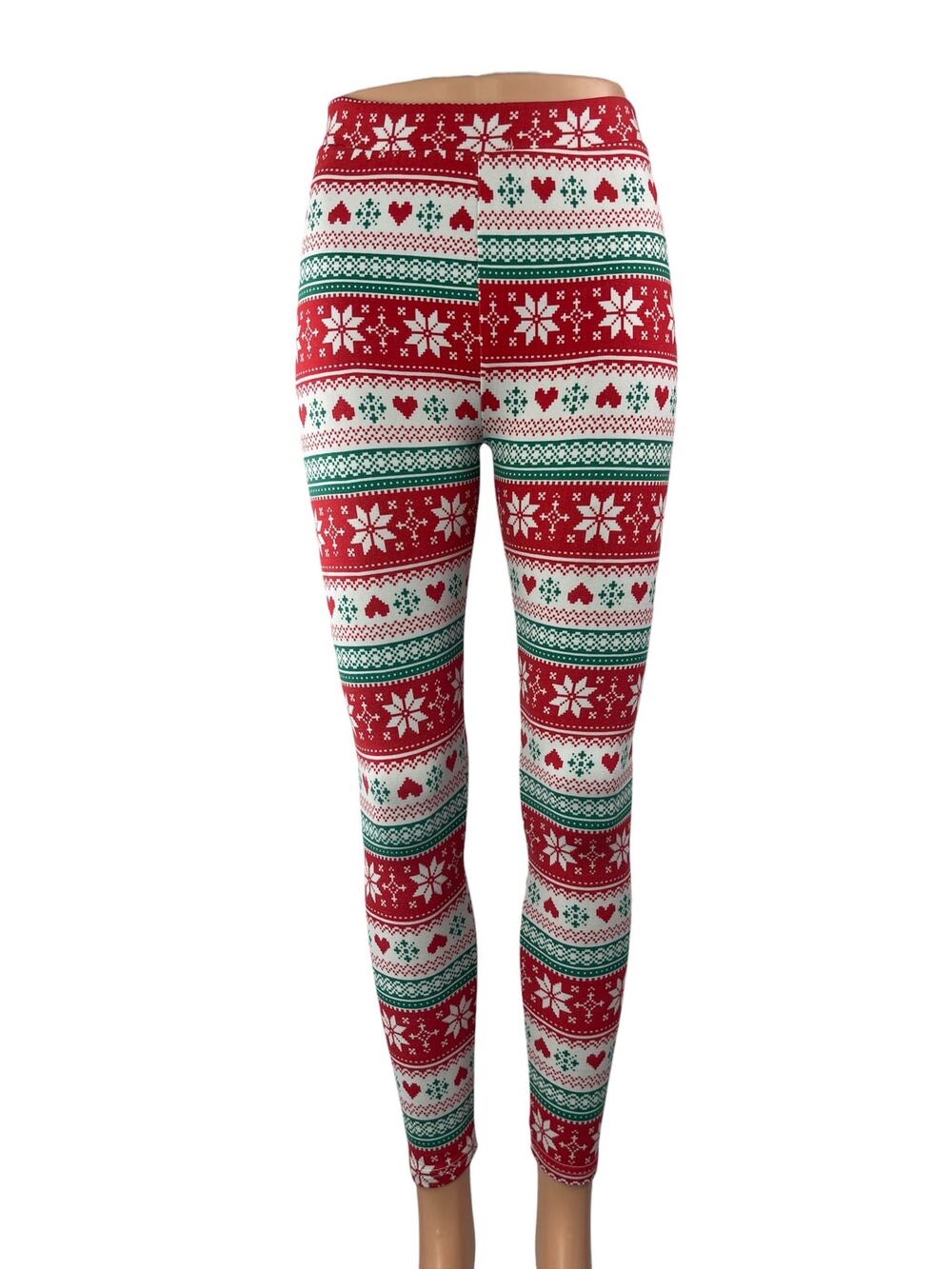 Shosho Women's Multicolor Christmas Holiday High Rise Skinny Leggings Pants S/M